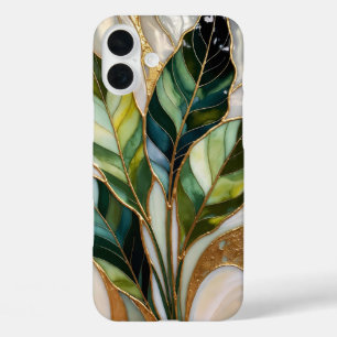 Coque iPhone Feuilles Botaniques Élégantes Beige O