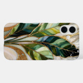 Coque iPhone Feuilles Botaniques Élégantes Beige O (Verso (horizontal))