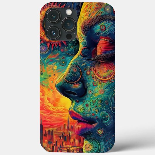 coque iphone fille multicolore peinture (Verso)