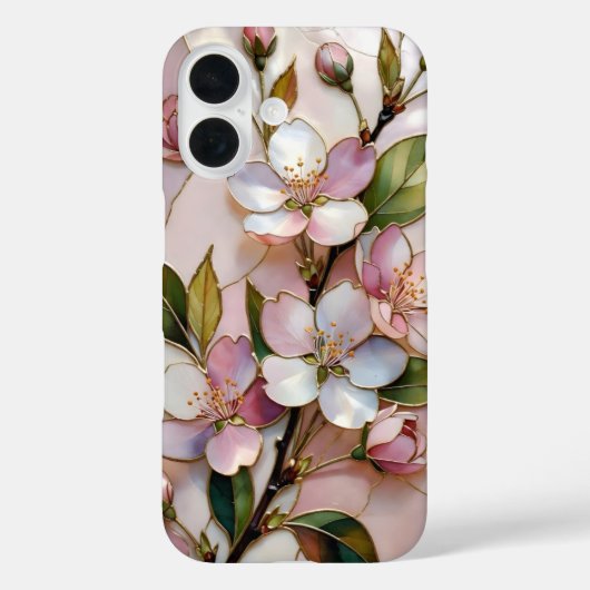 Coque iPhone Fleur de Cerisier Vitrail Floral (Verso)
