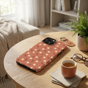 Coque iPhone Fleur de Pâquerette en Terracotta Rus