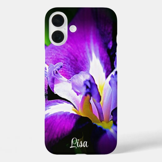 Coque iphone Fleur Iris violet personnalisé (Verso)