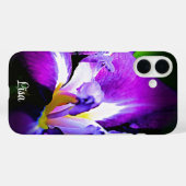 Coque iphone Fleur Iris violet personnalisé (Verso (horizontal))