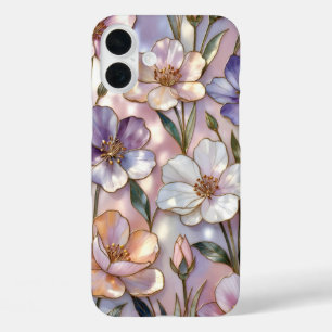 Coque iPhone Fleur rose vitrail Élégant