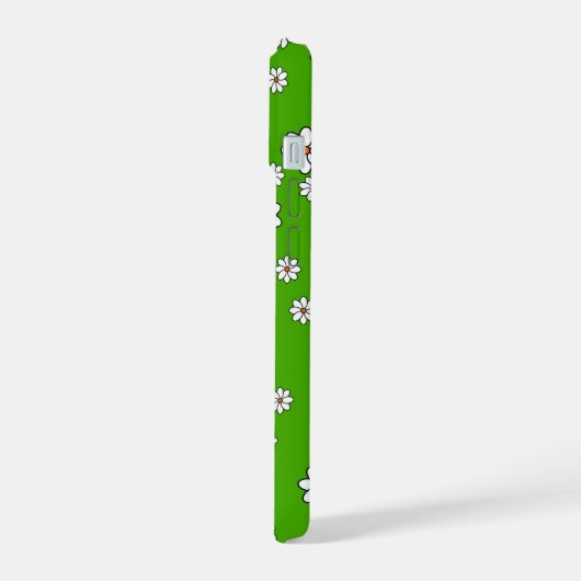 Coque Iphone fleurs blanches sur tapis vert (Côté gauche)