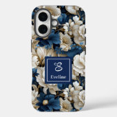 Coque iPhone Fleurs Bleues de Designer Chic Cove F (Verso)