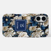 Coque iPhone Fleurs Bleues de Designer Chic Cove F (Verso (horizontal))