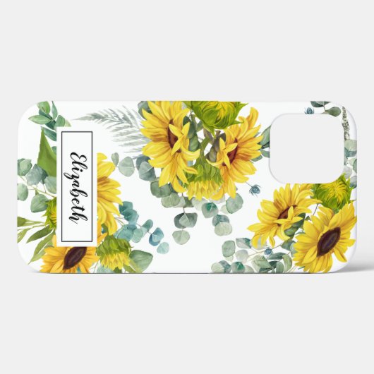 Coque iphone fleurs de tournesol jaune (Verso (horizontal))