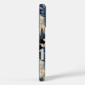 Coque iPhone Fleurs Navy Bleu Floral Élégant (Verso / Droite)