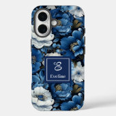 Coque iPhone Fleurs Navy Élégant Design Floral Ble (Verso)