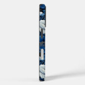 Coque iPhone Fleurs Navy Élégant Design Floral Ble (Verso / Droite)