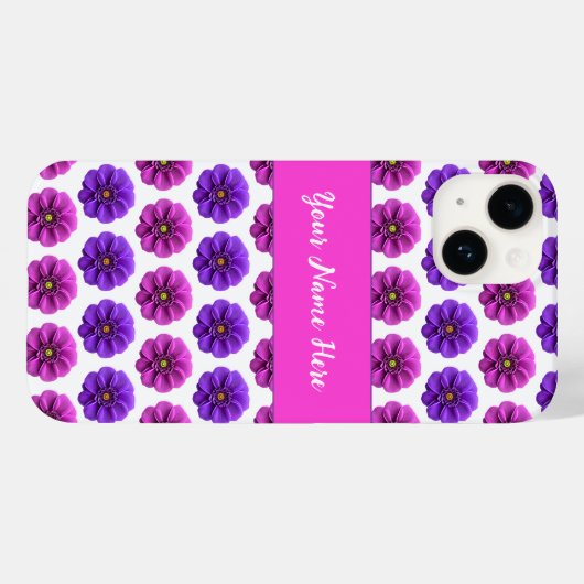 Coque iphone - Fleurs roses et violettes (Verso (horizontal))