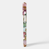 Coque iPhone Fleurs Roses Motif Vitrail Doré (Verso / Gauche)