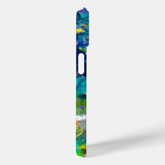 Coque iphone Floral Abstrait bleu et Turquoise (Verso / Droite)