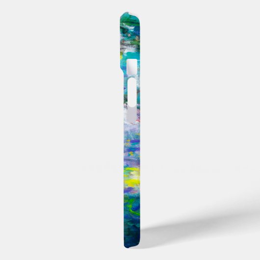 Coque iphone Floral Abstrait bleu et Turquoise (Verso / Gauche)