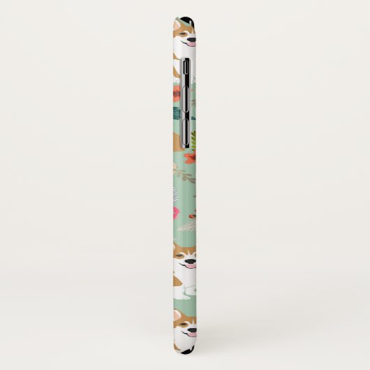 Coque iphone floral de corgi - menthe (Dos/Gauche)
