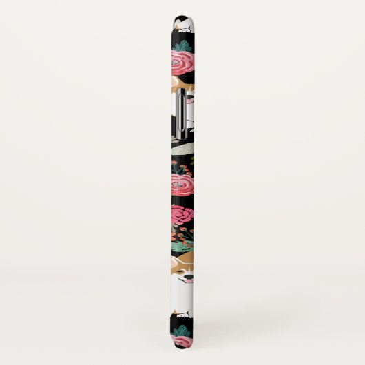 Coque iphone floral de corgi - noir (Dos/Droite)