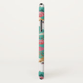 Coque iphone floral de corgi - turquoise (Dos/Droite)