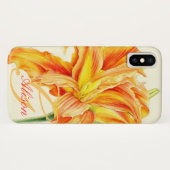 Coque iphone floral de daylily orange fait sur (Dos (Horizontal))