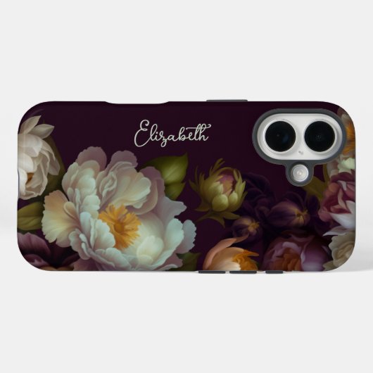 Coque iphone floral foncé personnalisé (Verso (horizontal))