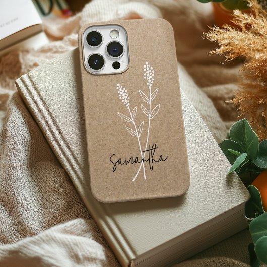 Coque iphone floral minimaliste personnalisé pour