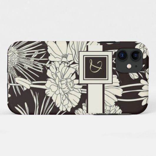 Coque iphone floral Monogramme moderne (Dos (Horizontal))