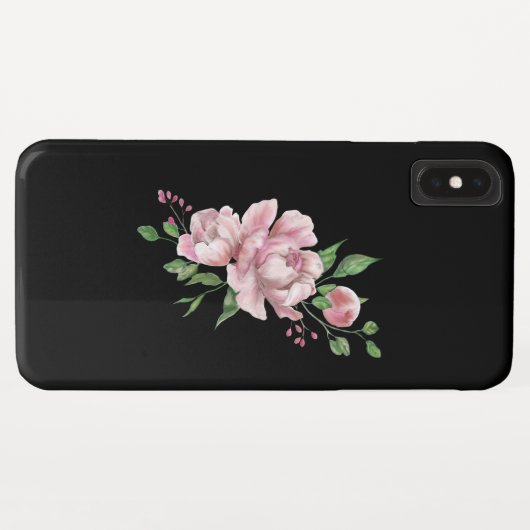 Coque iphone floral noir (Dos (Horizontal))