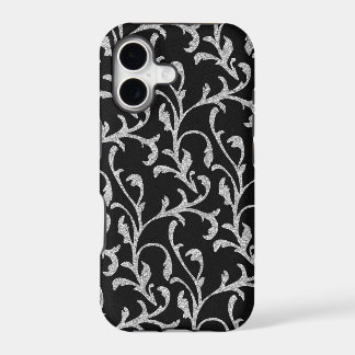 Coque iphone floral Parties scintillant noire et a