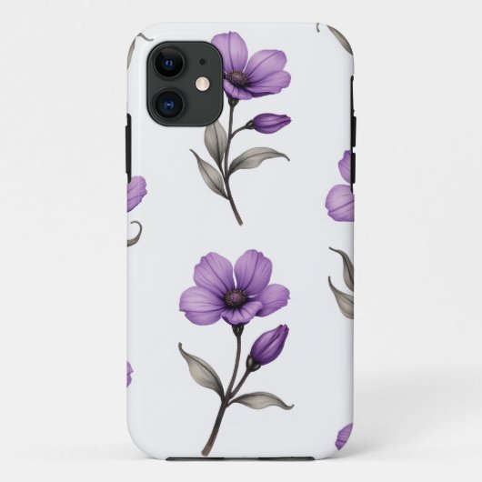 Coque iphone floral pourpre (Dos)