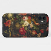 Coque iphone floral vintage élégant de vase (Dos (Horizontal))
