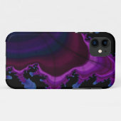 Coque iphone fractal de l'espace bleu et violet (Dos (Horizontal))