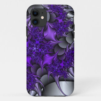 coque iphone fractal des épines violette et argent