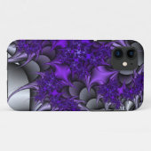 coque iphone fractal des épines violette et argent (Dos (Horizontal))