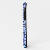 coque iphone fractal en mosaïque bleue et blanche (Dos/Gauche)