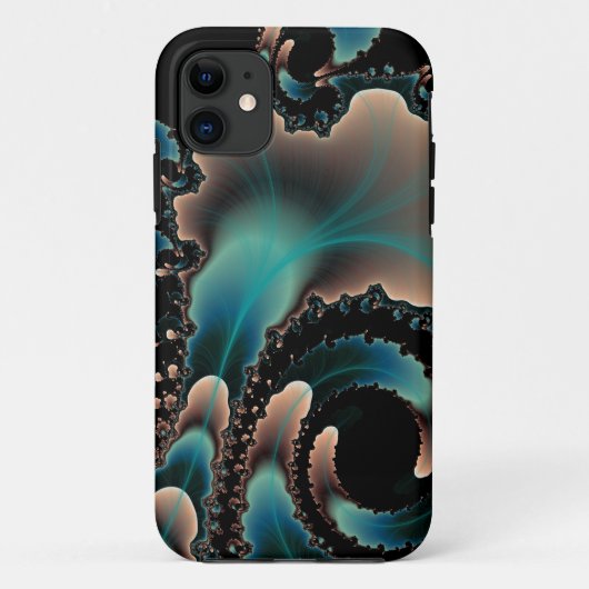 coque iphone fractal rose et bleu (Dos)