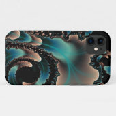 coque iphone fractal rose et bleu (Dos (Horizontal))
