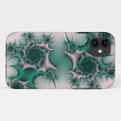 coque iphone fractal rose vert (Dos (Horizontal))