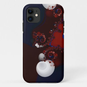 coque iphone fractal rouge blanc et bleu