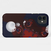 coque iphone fractal rouge blanc et bleu (Dos (Horizontal))
