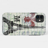 Coque iphone français vintage de Tour Eiffel (Dos (Horizontal))