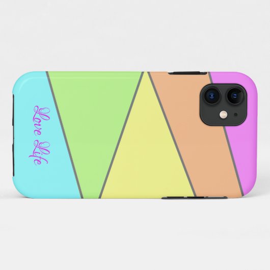 Coque iphone géométrique vert, jaune et violet (Dos (Horizontal))