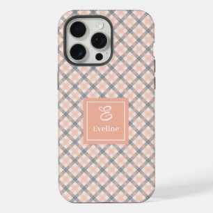 Coque iPhone Gris Corail Moderne Accent de nom tra