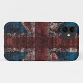 Coque iphone grunge d'Union Jack de brique (Dos (Horizontal))