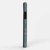 Coque iphone grunge floral de damassé bleue (Dos/Droite)