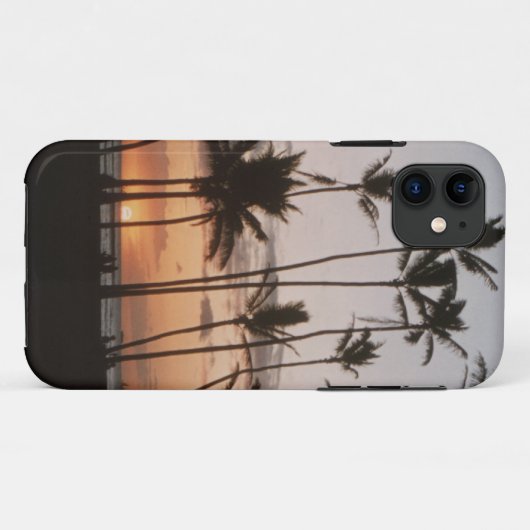 Coque iphone hawaïen de palmiers (Dos (Horizontal))