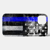 Coque iphone indicateur Grunge Blue Line (Verso (horizontal))