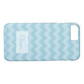 Coque iphone initial de nom bleu à motif Zigzag (Dos (Horizontal))