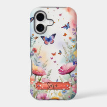 Coque iPhone / iPad Papillon et fleurs multicolore