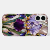 Coque iPhone Iris Violet Élégant Vitrail (Verso (horizontal))
