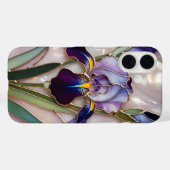 Coque iPhone Iris Violet Verre Coloré Élégant (Verso (horizontal))
